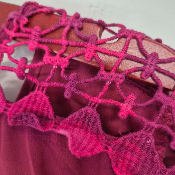 Umgee USA Womens Pink Tie-Dye Drrss W/ Crochet Sleeve Detail Bell Sleeves & Fron - Picture 8 of 8